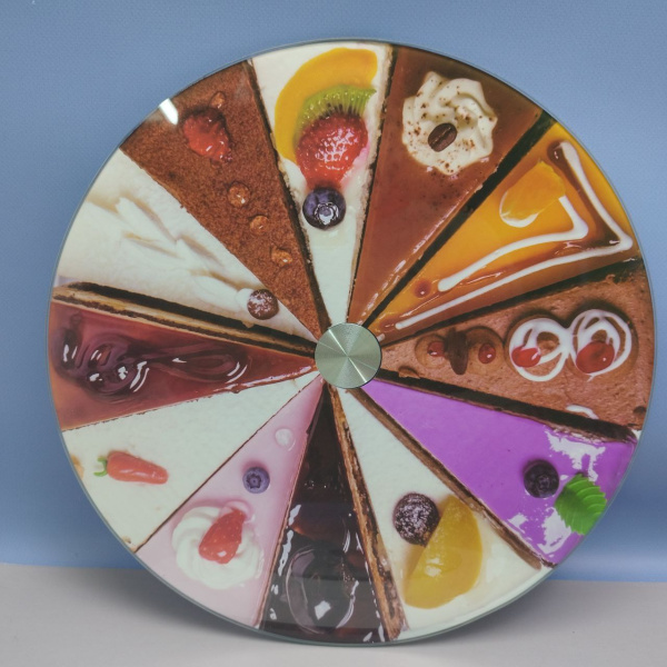 Подставка для торта / Поворотный стол для кондитера на стеклянном крутящемся диске, 35 см., Plateau tournant en werre цвет MIX